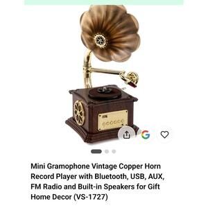 Vintage Style Wooden Record Player with Bluetooth, USB, AUX, FM Radio and Bui...